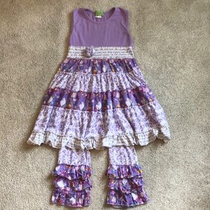 Purple southern style ruffle pants outfit
